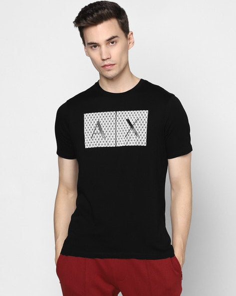 Dark Harmony: AX Men's Half-Sleeve Round Neck T-Shirt in Black