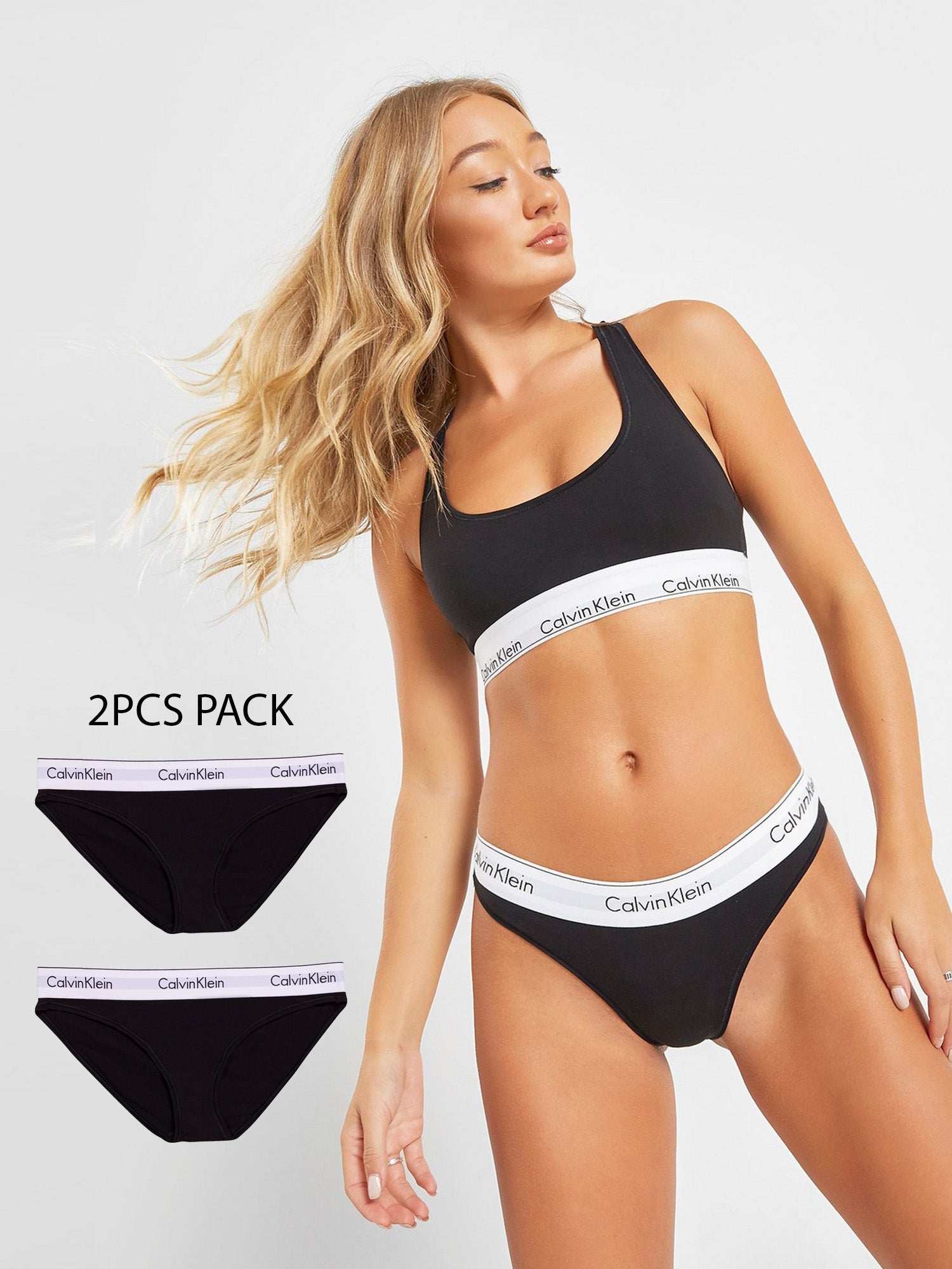 Calvin Klein Womens Underwear Ladies Ck Bralette Thong and Boxer Brief Set  3pk White XL for sale online