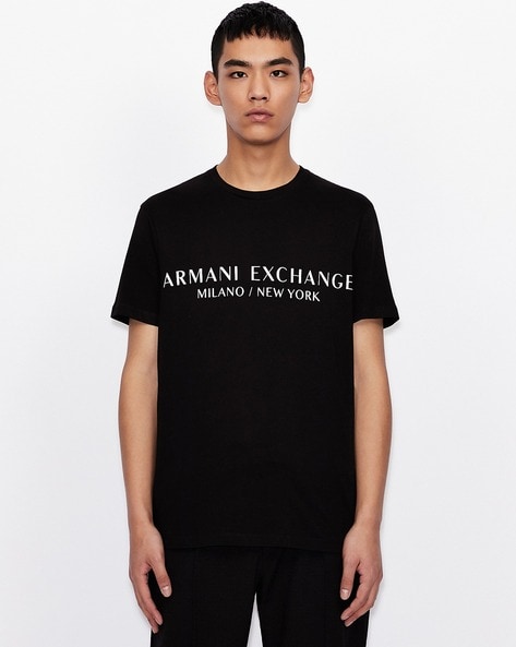 Dark Harmony: AX Men's Half-Sleeve Round Neck T-Shirt in Black