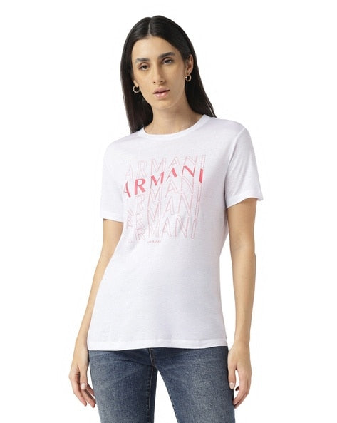 Lunar Glow: AX Women's White Round Neck T-Shirt