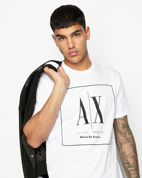 Classic Frost: AX Men's White Half-Sleeve Round Neck Tee