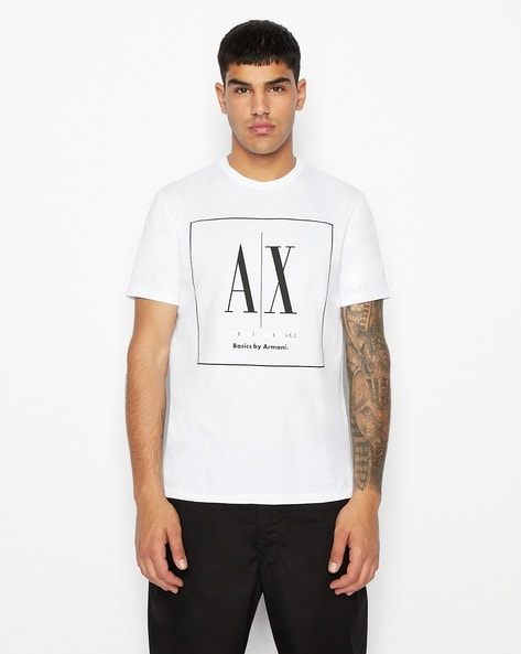 Classic Frost: AX Men's White Half-Sleeve Round Neck Tee