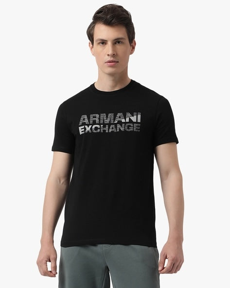 Dark Harmony: AX Men's Half-Sleeve Round Neck T-Shirt in Black