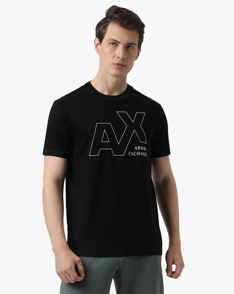 Dark Harmony: AX Men's Half-Sleeve Round Neck T-Shirt in Black