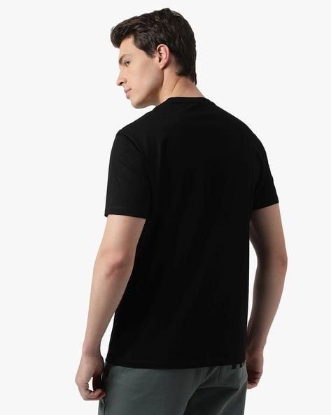 Dark Harmony: AX Men's Half-Sleeve Round Neck T-Shirt in Black