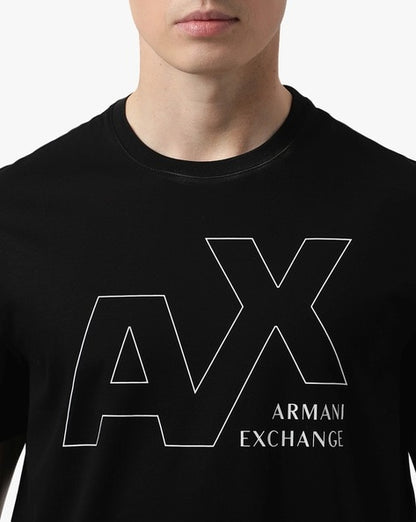 Dark Harmony: AX Men's Half-Sleeve Round Neck T-Shirt in Black