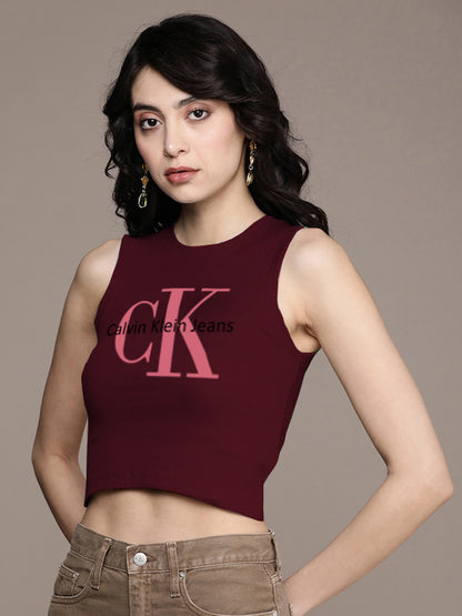 CK Women's Sleeveless Crop Tops - Effortless Elegance, Every Day