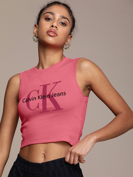 CK Women's Sleeveless Crop Tops - Effortless Elegance, Every Day