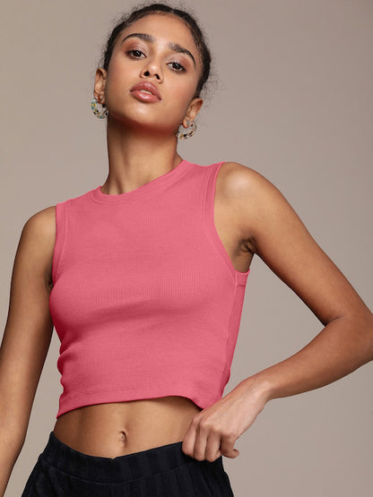 CK Women's Sleeveless Crop Tops - Effortless Elegance, Every Day