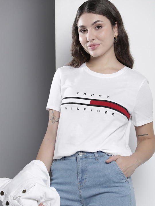 Iconic Logo Tees- T0mmy H!lfiger Women's T-Shirt