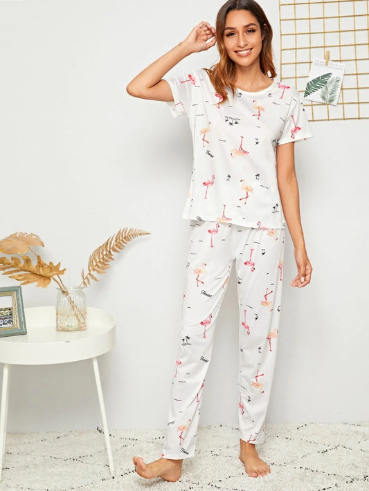 Women Printed T.Shirt & Pyjama Co-Ord Set