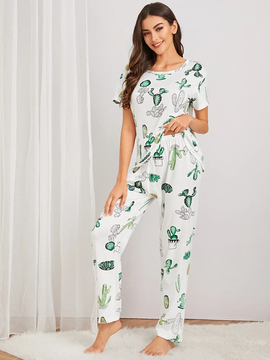 Women Printed T.Shirt & Pyjama Co-Ord Set