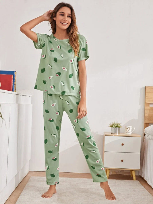 Women Printed T.Shirt & Pyjama Co-Ord Set