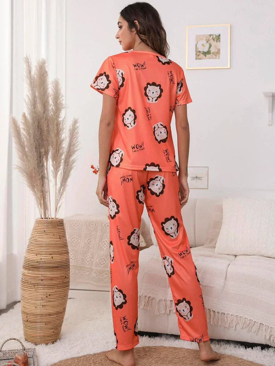 Women Printed T.Shirt & Pyjama Co-Ord Set