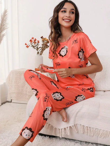 Women Printed T.Shirt & Pyjama Co-Ord Set