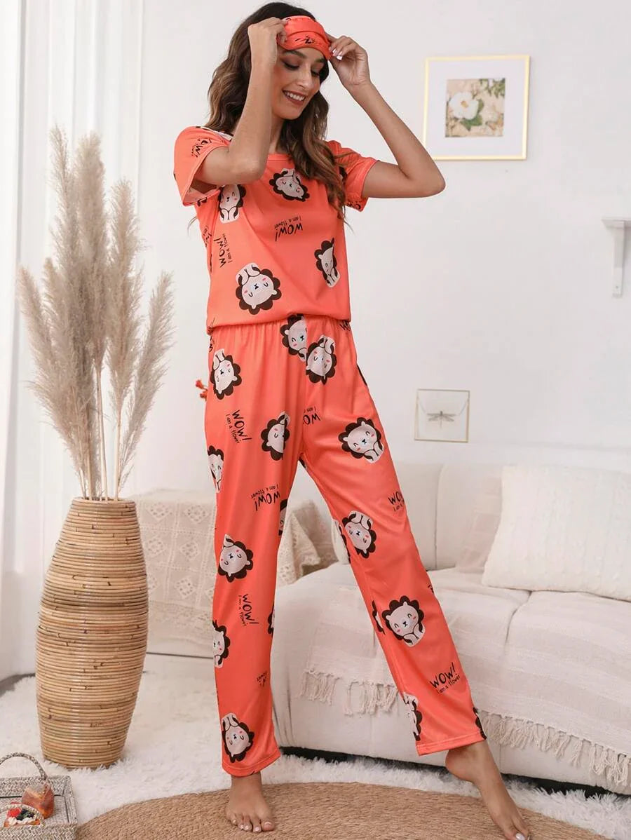Women Printed T.Shirt & Pyjama Co-Ord Set