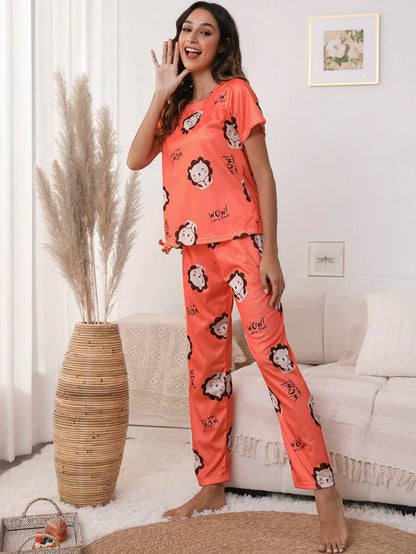 Women Printed T.Shirt & Pyjama Co-Ord Set