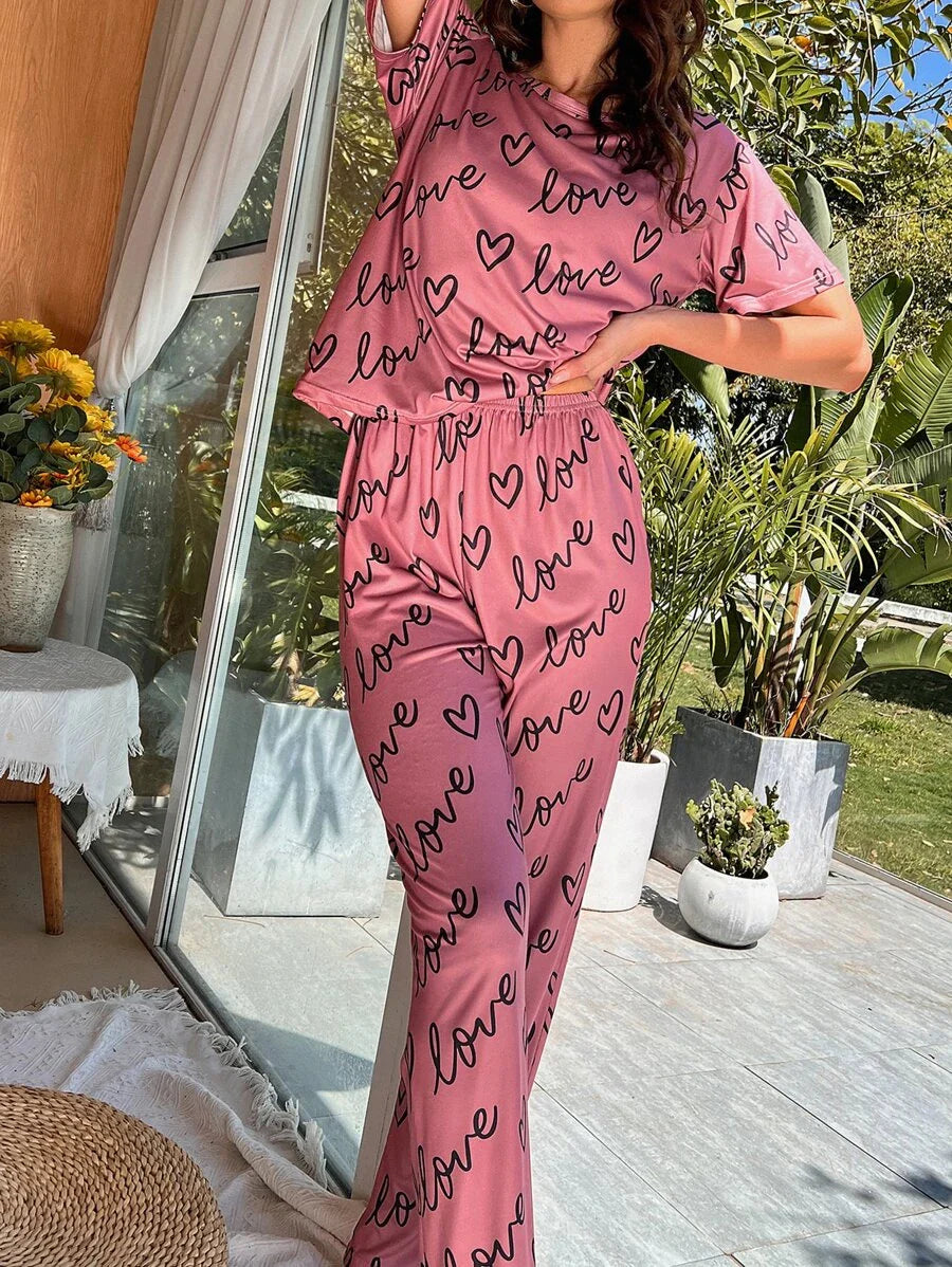 Women Printed T.Shirt & Pyjama Co-Ord Set