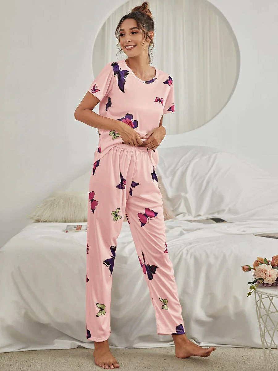 Women Printed T.Shirt & Pyjama Co-Ord Set