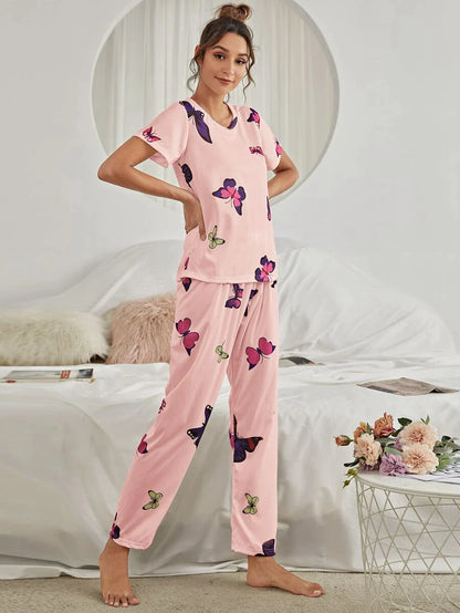Women Printed T.Shirt & Pyjama Co-Ord Set