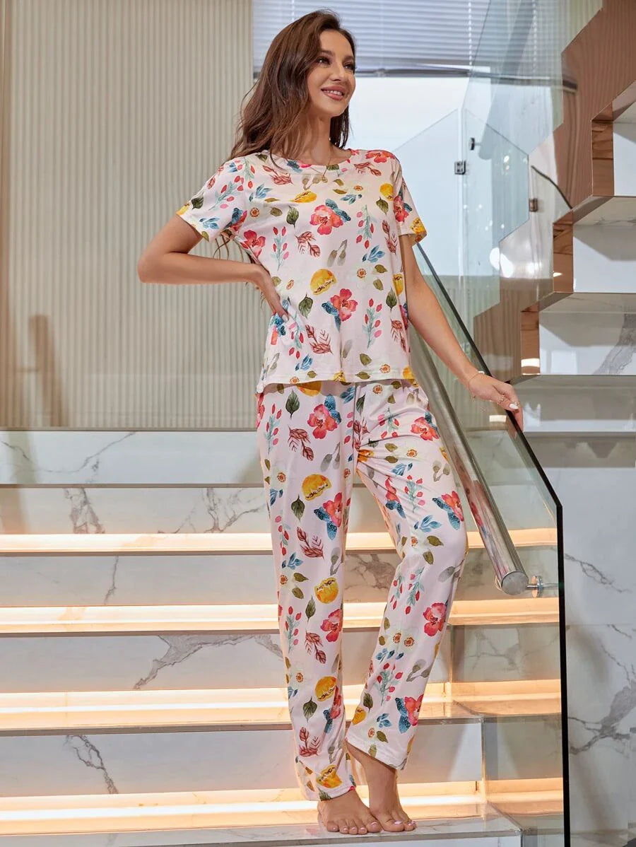 Women Printed T.Shirt & Pyjama Co-Ord Set