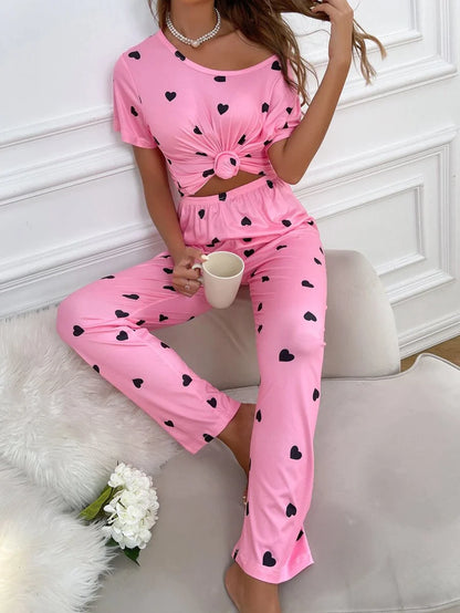 Women Printed T.Shirt & Pyjama Co-Ord Set