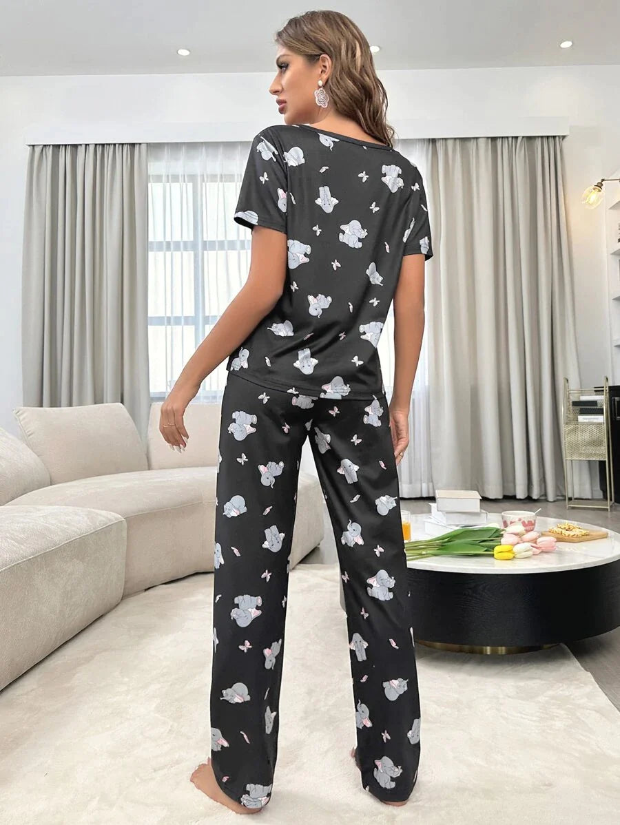 Women Printed T.Shirt & Pyjama Co-Ord Set
