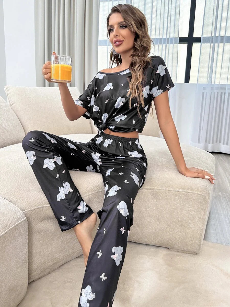 Women Printed T.Shirt & Pyjama Co-Ord Set