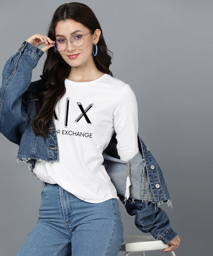 Women 3/4 Sleeve A X Printed T-shirt