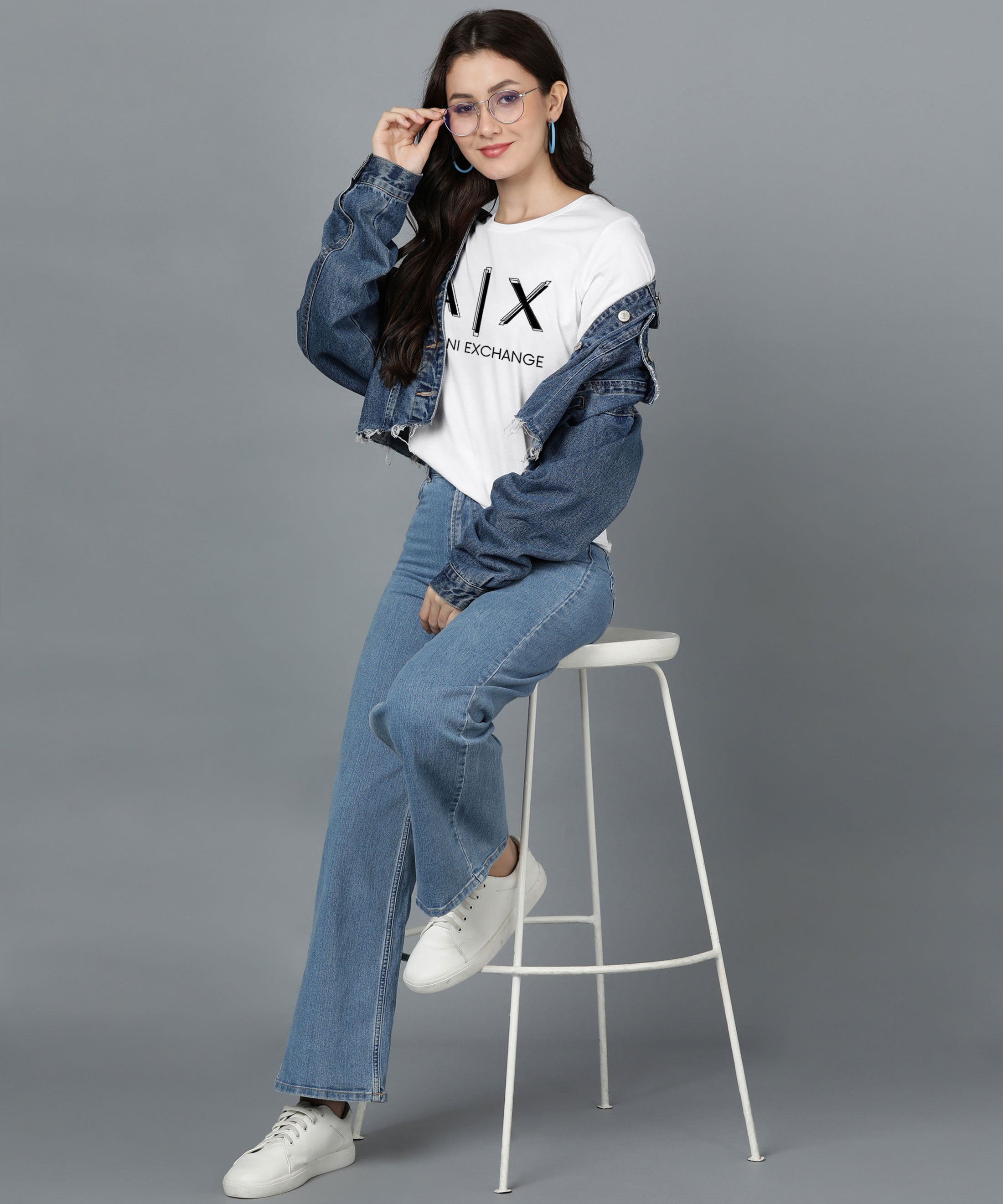 Women 3/4 Sleeve A X Printed T-shirt