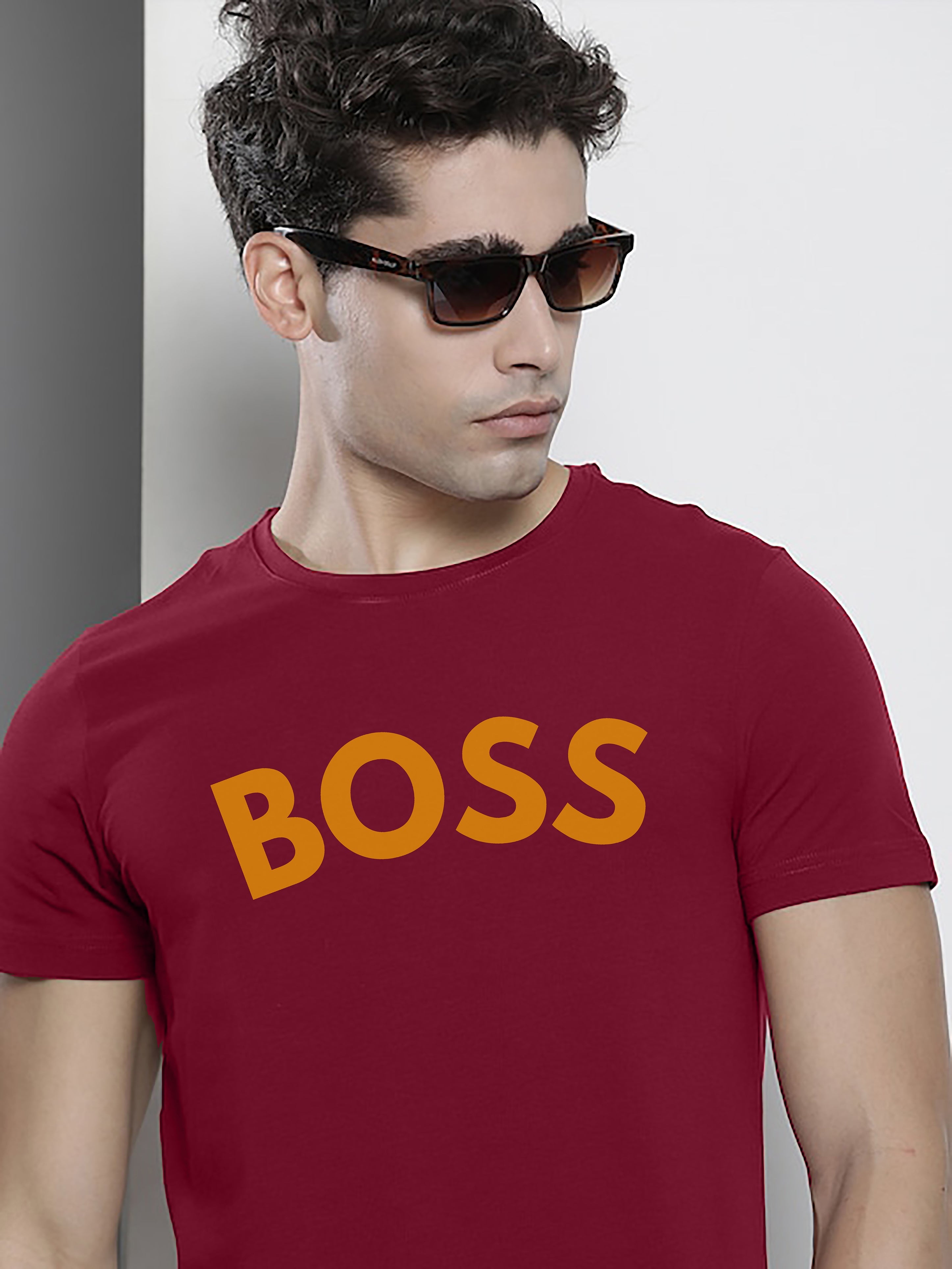 Original - Mens Half Sleeve B O S S Printed T-shirt