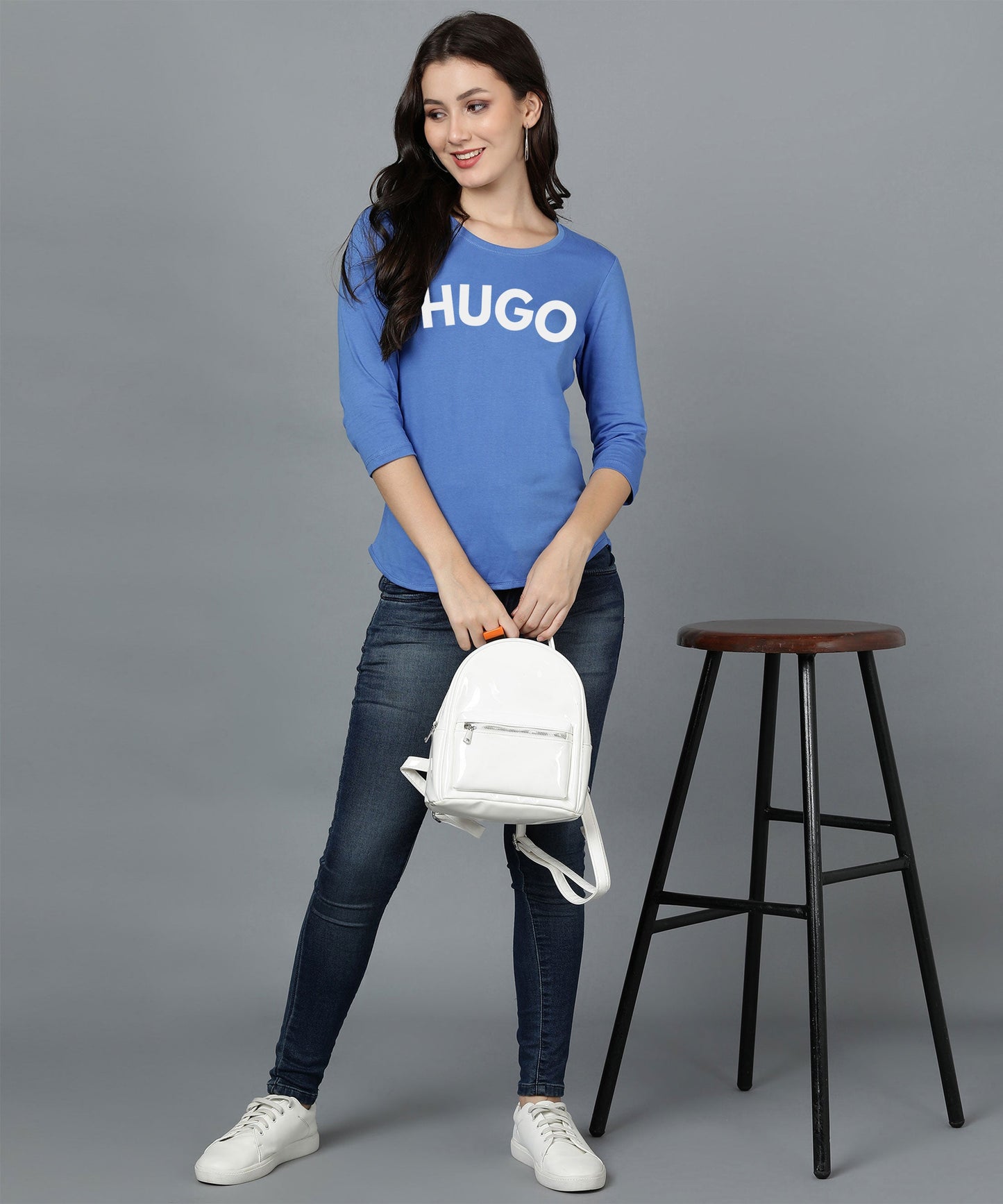 Women 3/4 Sleeve H U G O Printed T-shirt